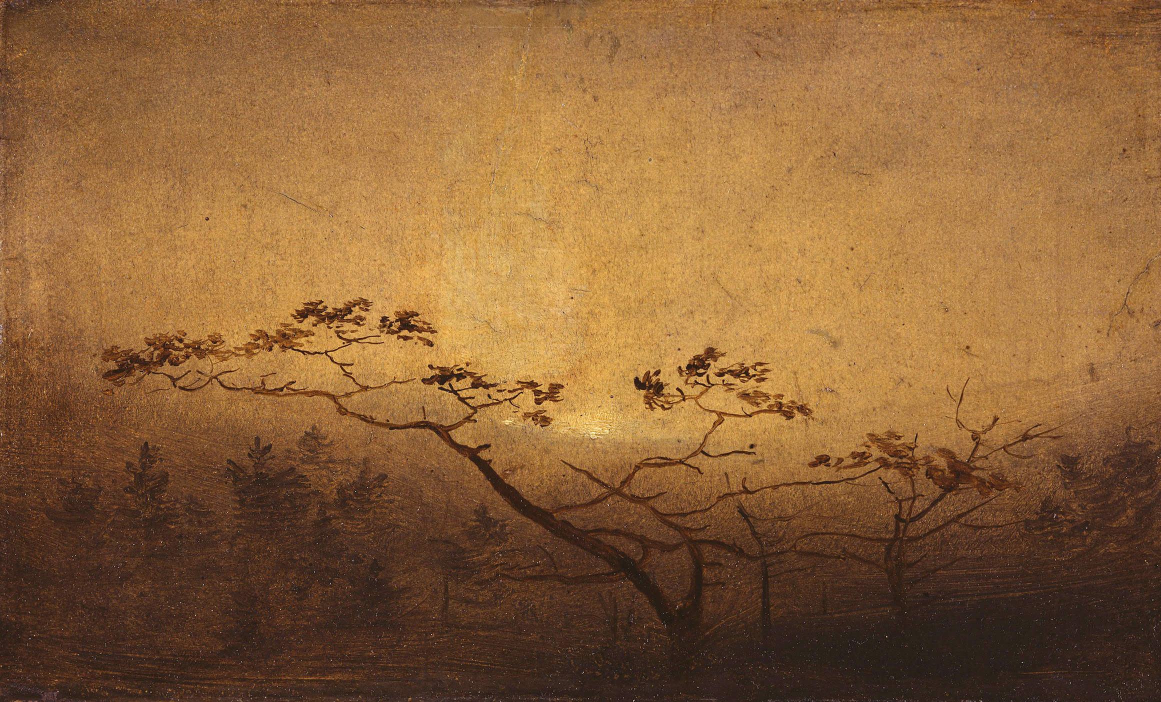 Carl Blechen - Bäume im Herbst bei Sonnenaufgang