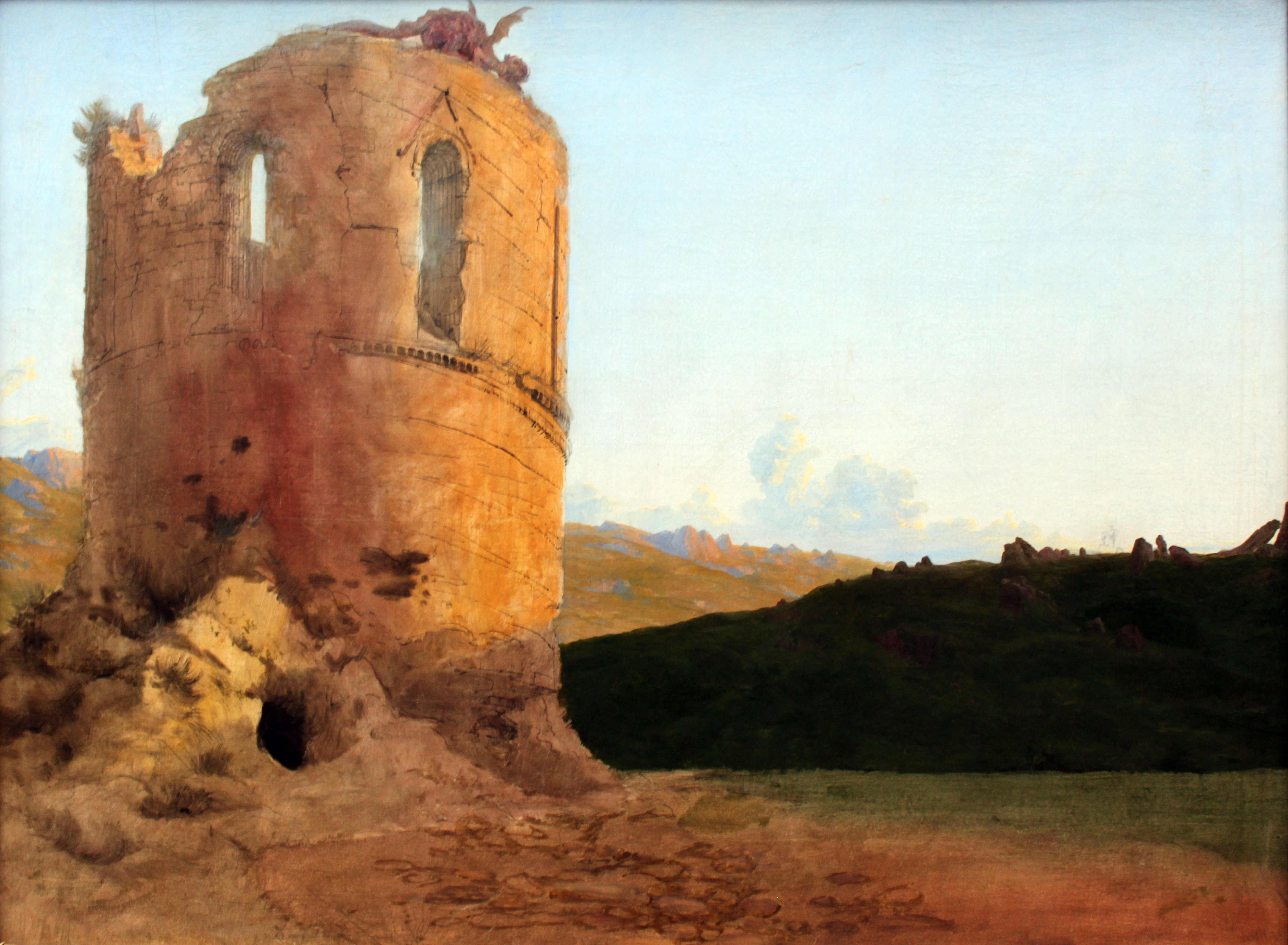 Carl Blechen - Turmruine mit Drachen