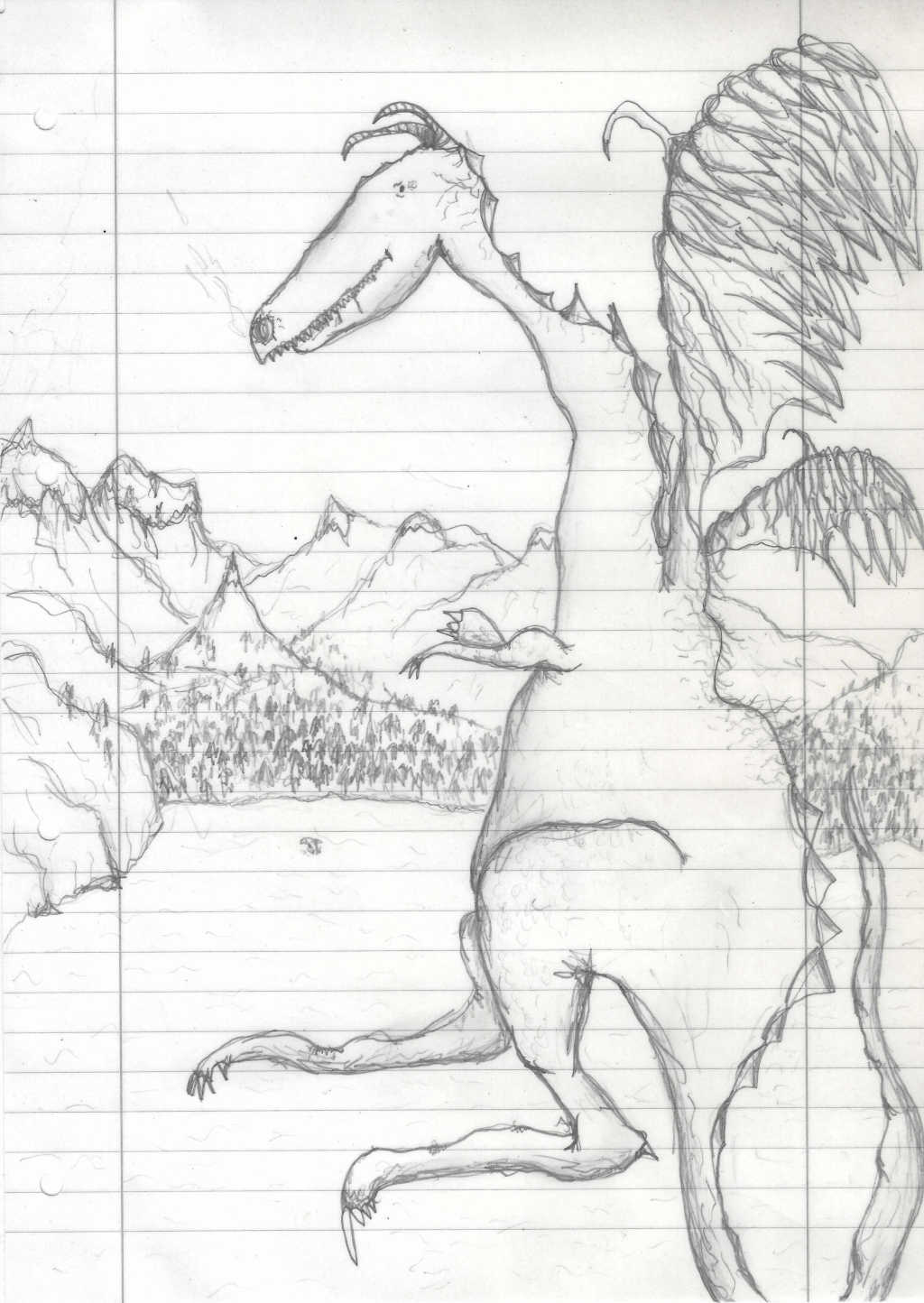 Doodle: dragon lake mountains