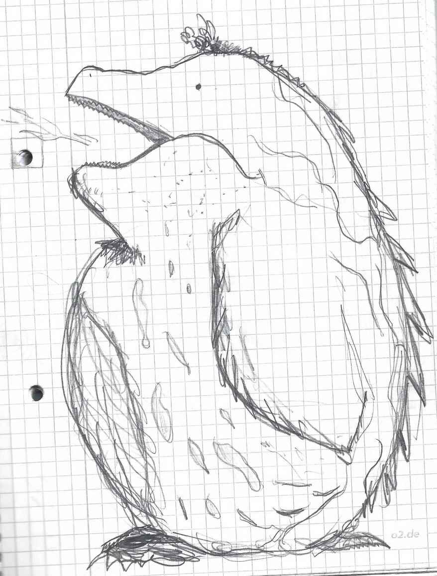 Doodle: round dino penguin